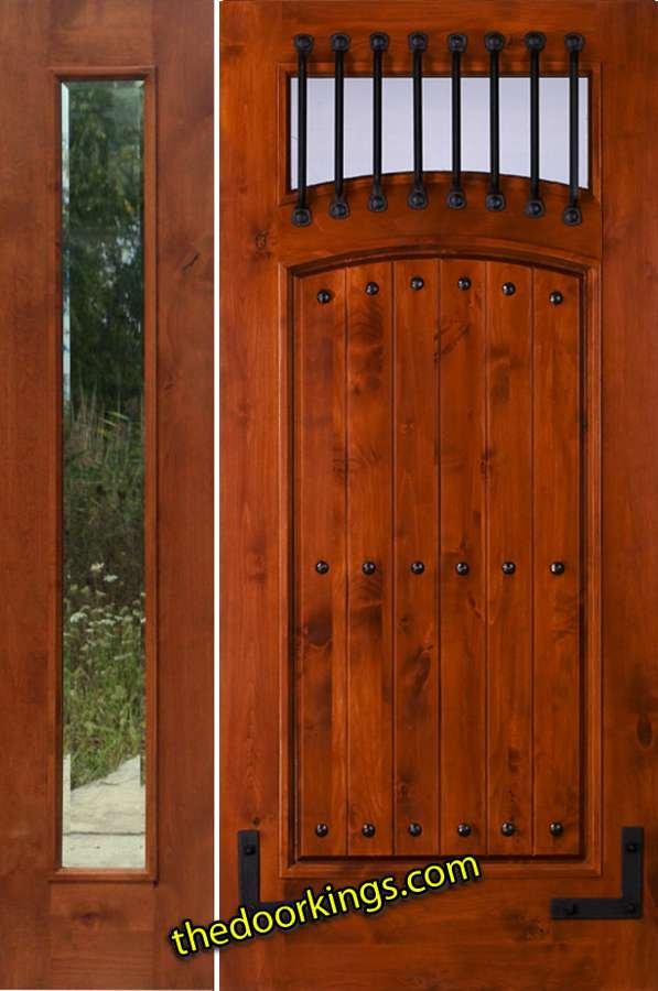 sw64 knotty alder wood door with one  bevel sidelite